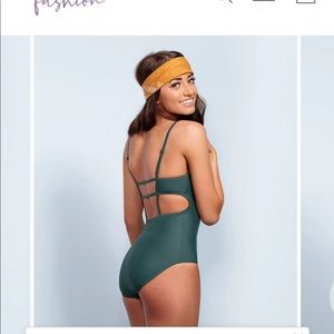One piece bathing suit green